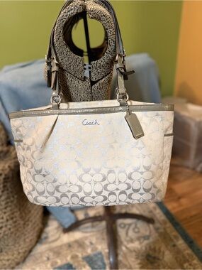 Coach Tote in Chalk and Light Gold Trim